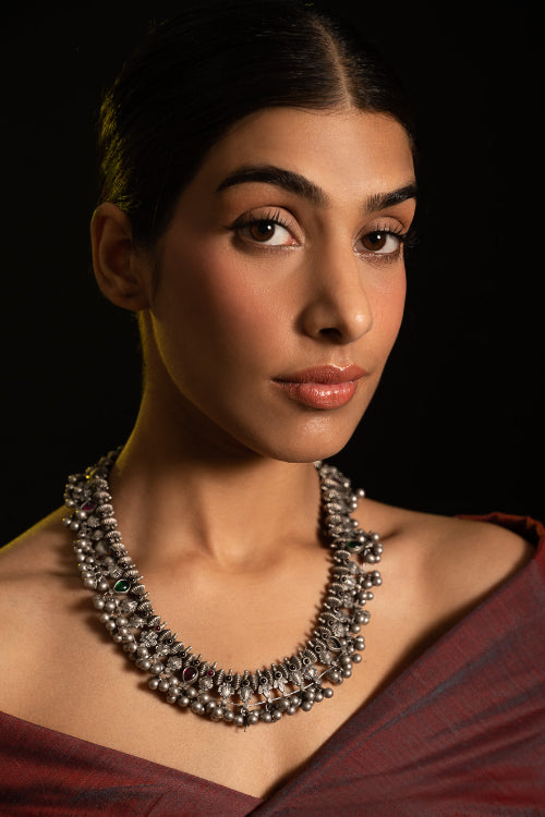 TICH Pure Silver Traditional Maharashtrian Neckpiece - Saaz
