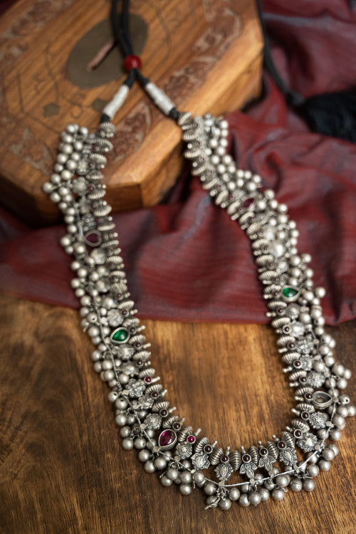 TICH Pure Silver Traditional Maharashtrian Neckpiece - Saaz