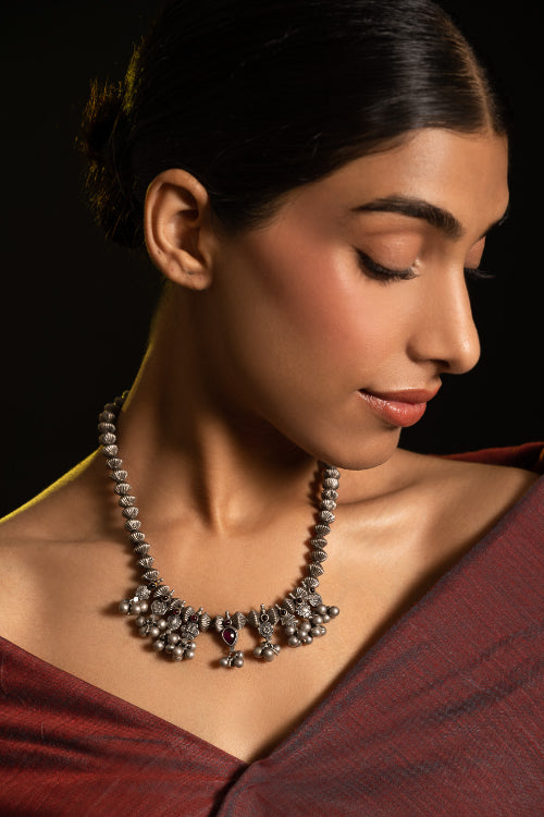 TICH Pure Silver Traditional Maharashtrian Neckpiece - Nishka