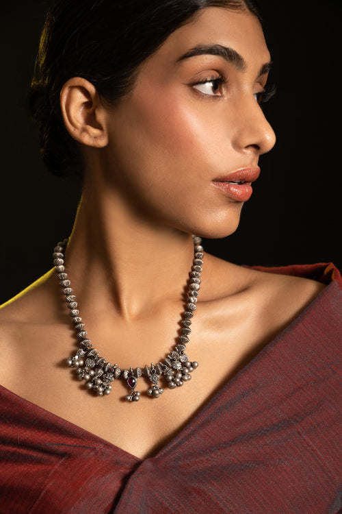 TICH Pure Silver Traditional Maharashtrian Neckpiece - Nishka