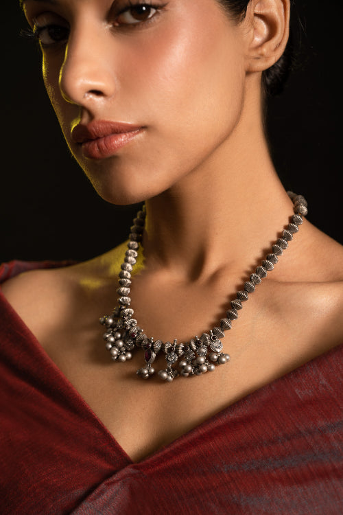 TICH Pure Silver Traditional Maharashtrian Neckpiece - Nishka