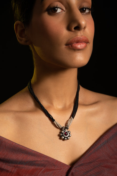 TICH Pure Silver Traditional Maharashtrian Neckpiece -  Saaj Mangalsutra