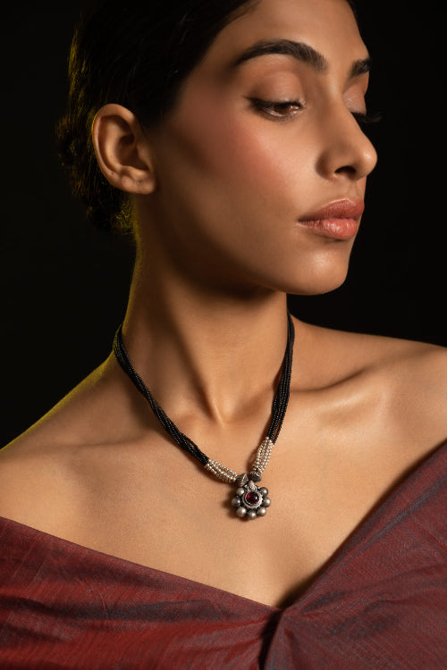TICH Pure Silver Traditional Maharashtrian Neckpiece -  Saaj Mangalsutra