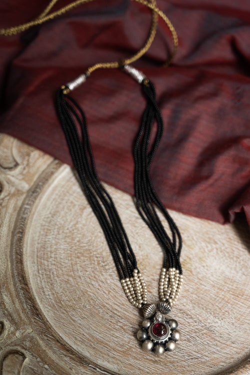 TICH Pure Silver Traditional Maharashtrian Neckpiece -  Saaj Mangalsutra