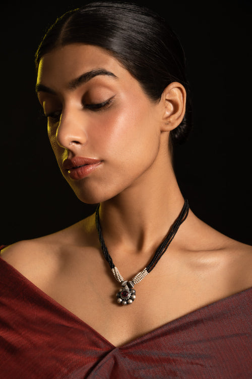 TICH Pure Silver Traditional Maharashtrian Neckpiece -  Saaj Mangalsutra