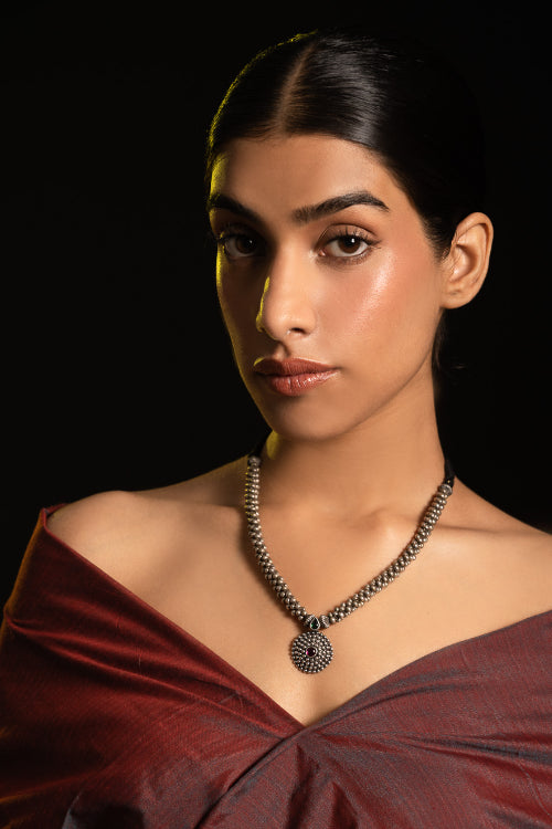 TICH Pure Silver Traditional Maharashtrian Neckpiece - Jondhalemani Thushi