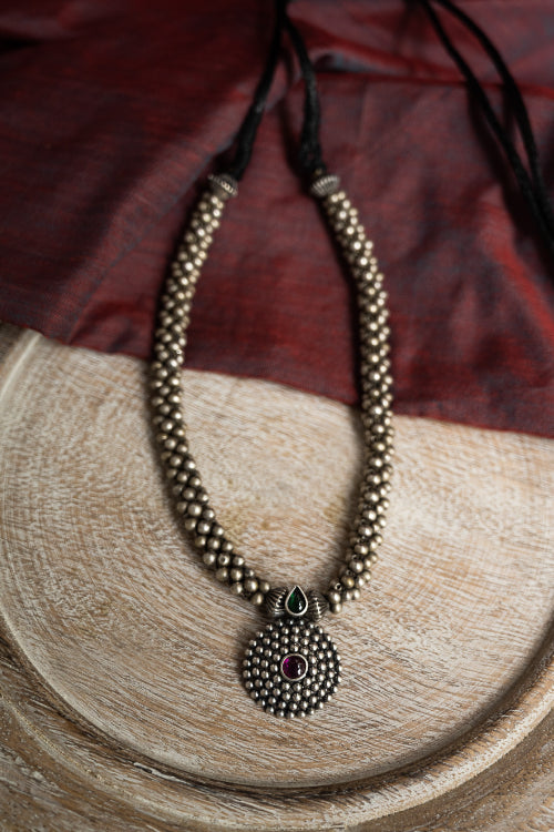 TICH Pure Silver Traditional Maharashtrian Neckpiece - Jondhalemani Thushi