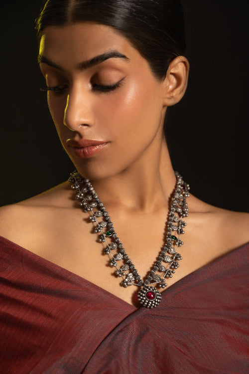 TICH Pure Silver Traditional Maharashtrian Neckpiece - The Saaz