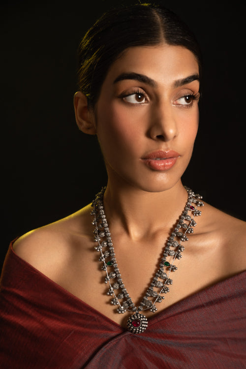 TICH Pure Silver Traditional Maharashtrian Neckpiece - The Saaz
