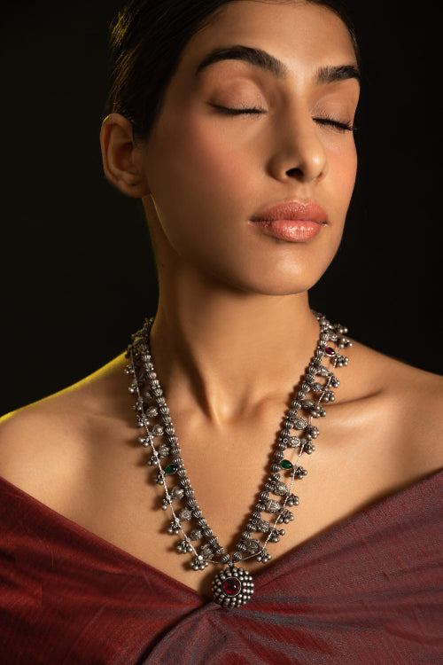 TICH Pure Silver Traditional Maharashtrian Neckpiece - The Saaz