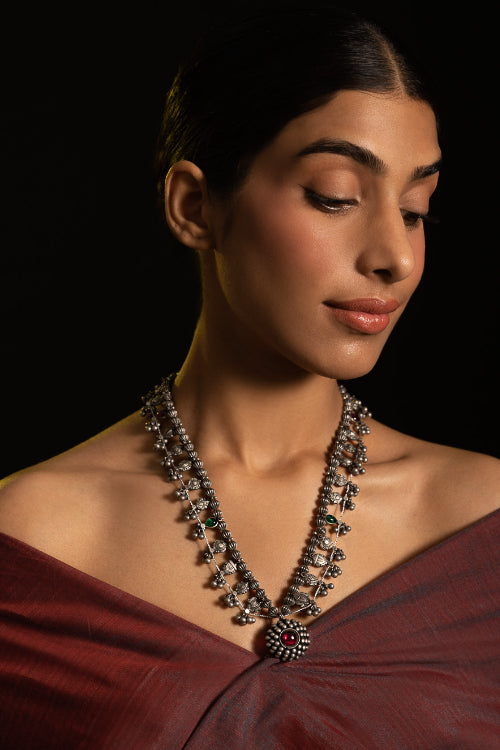 TICH Pure Silver Traditional Maharashtrian Neckpiece - The Saaz