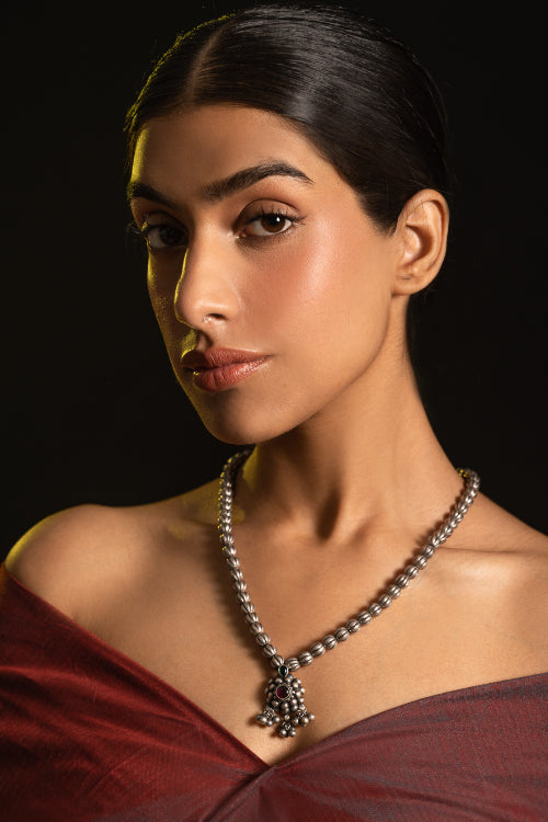 TICH Pure Silver Traditional Maharashtrian Neckpiece - Saaz Velura