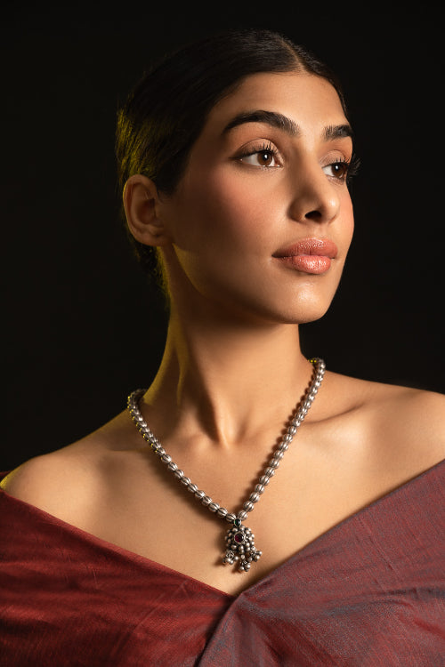 TICH Pure Silver Traditional Maharashtrian Neckpiece - Saaz Velura