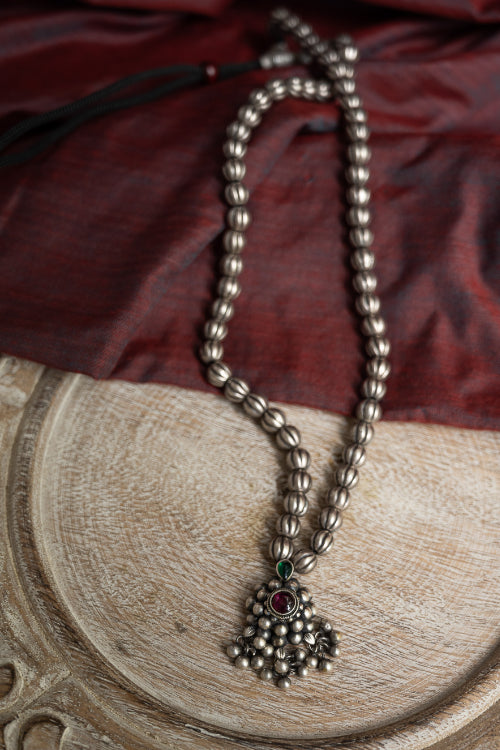 TICH Pure Silver Traditional Maharashtrian Neckpiece - Saaz Velura