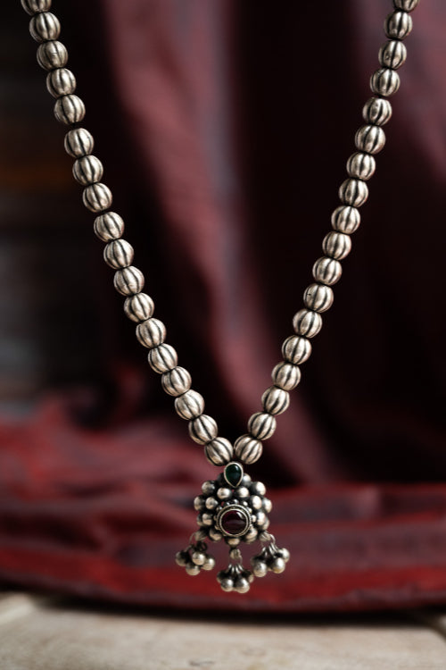 TICH Pure Silver Traditional Maharashtrian Neckpiece - Saaz Velura