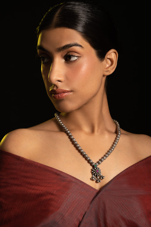 TICH Pure Silver Traditional Maharashtrian Neckpiece - Saaz Velura