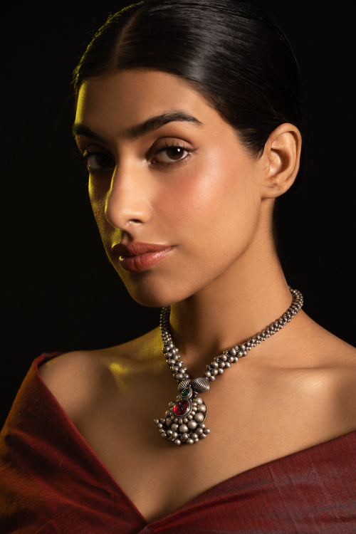 TICH Pure Silver Traditional Maharashtrian Neckpiece - Rangavi