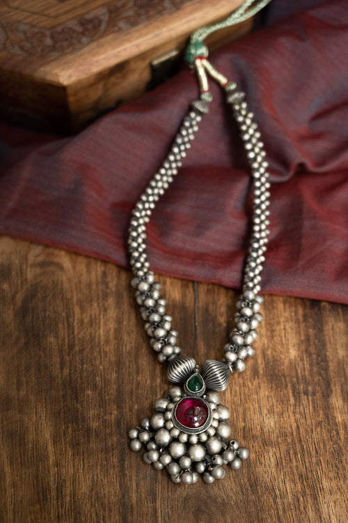 TICH Pure Silver Traditional Maharashtrian Neckpiece - Rangavi