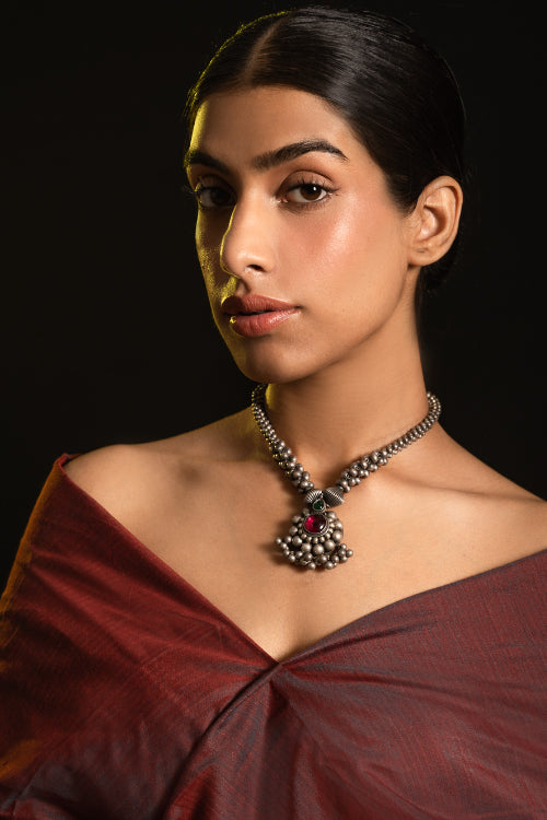 TICH Pure Silver Traditional Maharashtrian Neckpiece - Rangavi