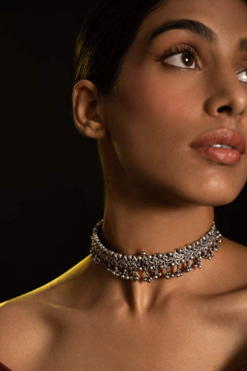 TICH Pure Silver Traditional Maharashtrian Neckpiece - Belpaan