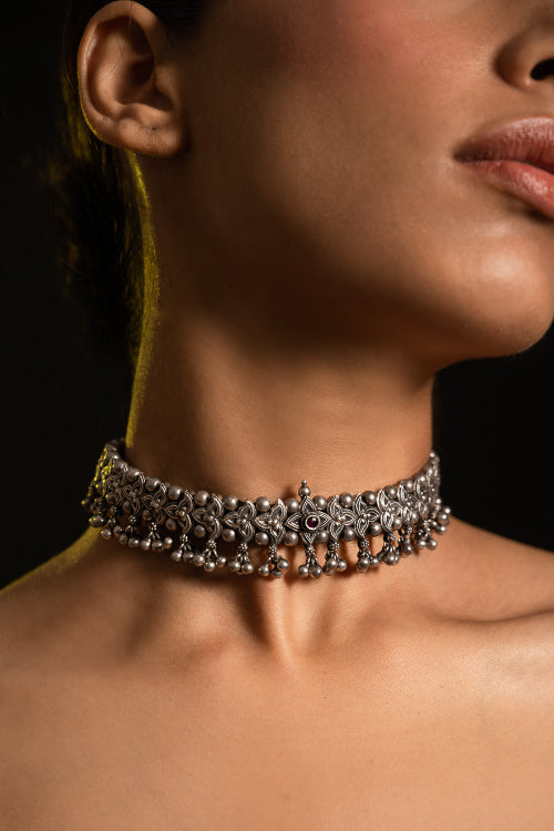 TICH Pure Silver Traditional Maharashtrian Neckpiece - Belpaan