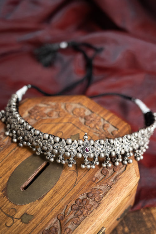 TICH Pure Silver Traditional Maharashtrian Neckpiece - Belpaan