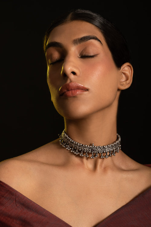 TICH Pure Silver Traditional Maharashtrian Neckpiece - Belpaan