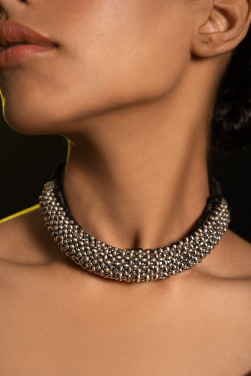 TICH Pure Silver Traditional Maharashtrian Neckpiece - Gadithushi
