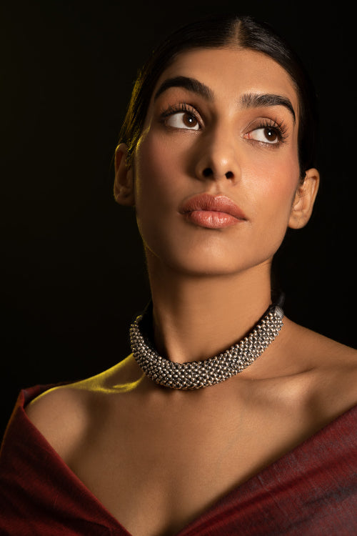 TICH Pure Silver Traditional Maharashtrian Neckpiece - Gadithushi