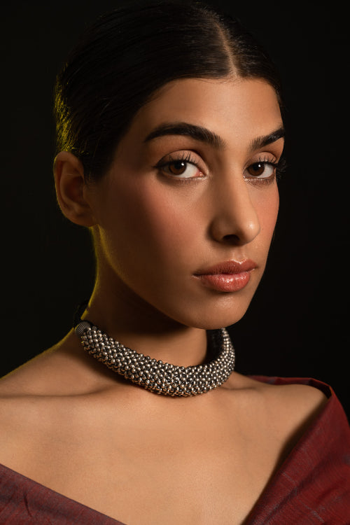 TICH Pure Silver Traditional Maharashtrian Neckpiece - Gadithushi