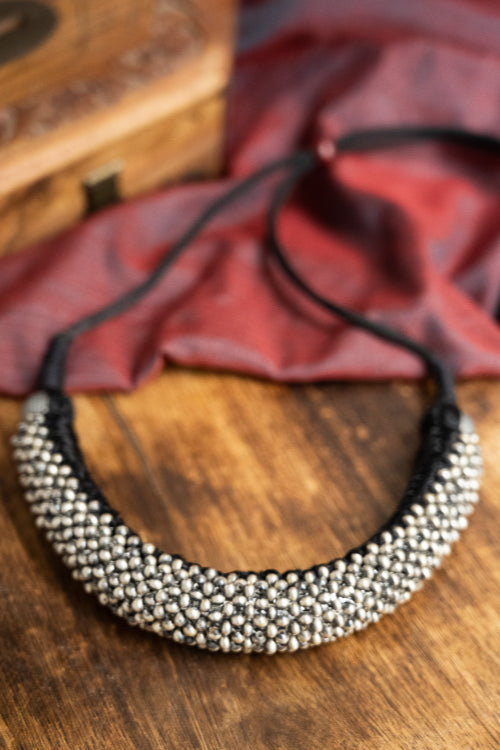 TICH Pure Silver Traditional Maharashtrian Neckpiece - Gadithushi