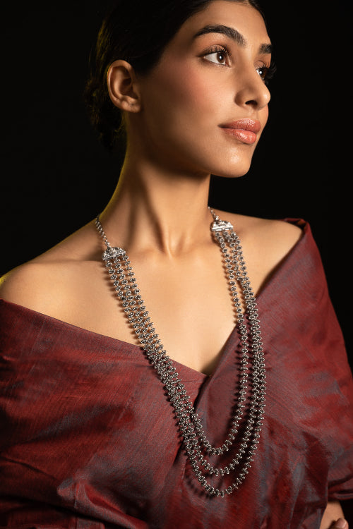TICH Pure Silver Traditional Maharashtrian Neckpiece - Gajarihaar