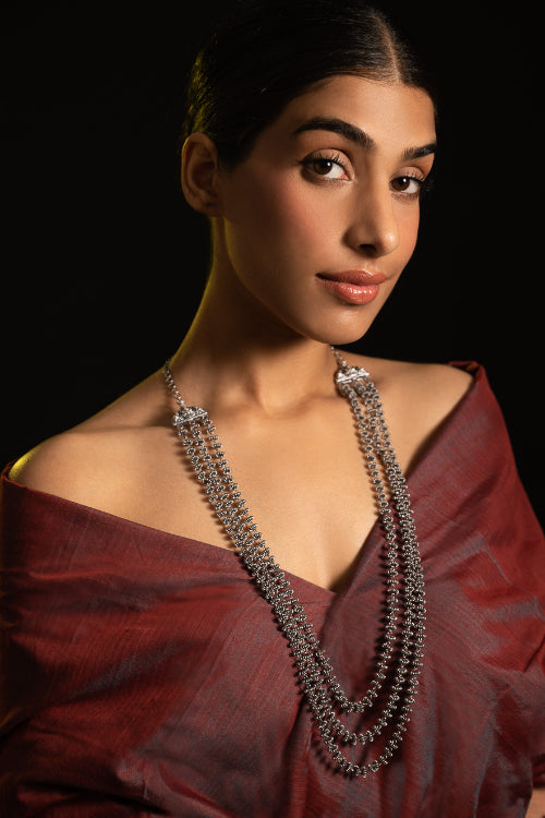 TICH Pure Silver Traditional Maharashtrian Neckpiece - Gajarihaar