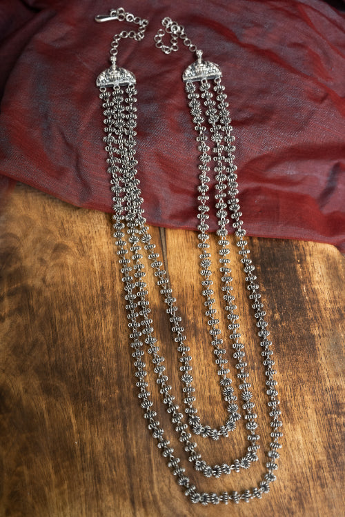 TICH Pure Silver Traditional Maharashtrian Neckpiece - Gajarihaar