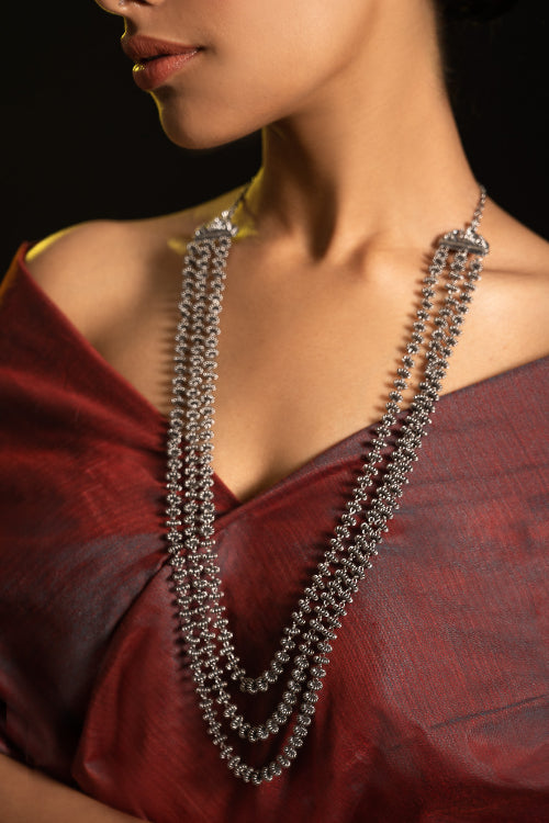 TICH Pure Silver Traditional Maharashtrian Neckpiece - Gajarihaar