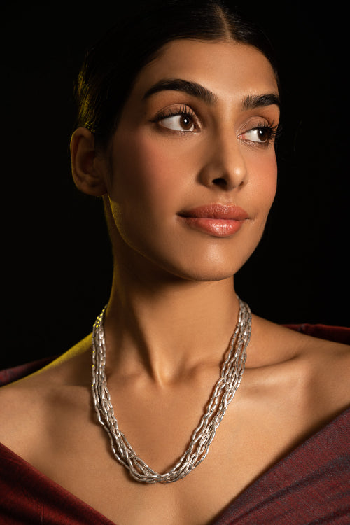 TICH Pure Silver Traditional Maharashtrian Neckpiece - Tandulhaar
