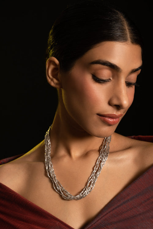 TICH Pure Silver Traditional Maharashtrian Neckpiece - Tandulhaar