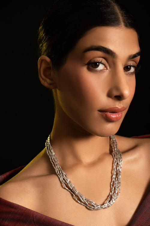 TICH Pure Silver Traditional Maharashtrian Neckpiece - Tandulhaar