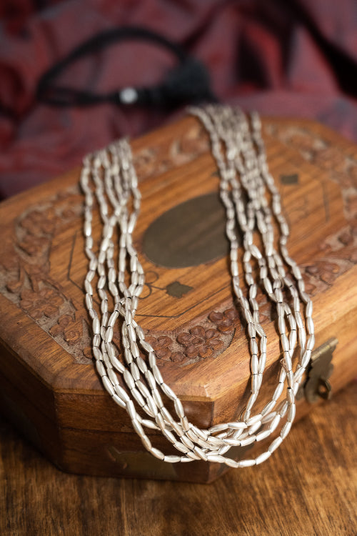 TICH Pure Silver Traditional Maharashtrian Neckpiece - Tandulhaar