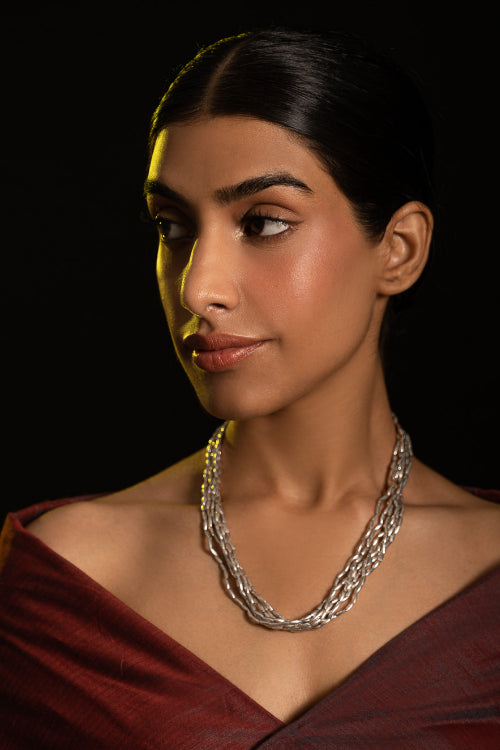 TICH Pure Silver Traditional Maharashtrian Neckpiece - Tandulhaar