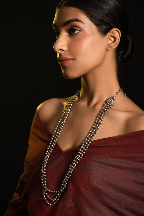 TICH Pure Silver Traditional Maharashtrian Neckpiece - Mohanmal (Double String)