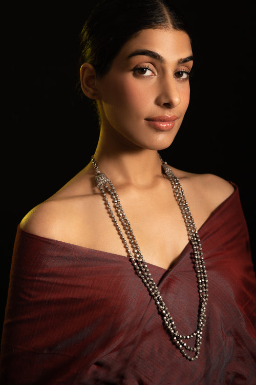 TICH Pure Silver Traditional Maharashtrian Neckpiece - Mohanmal (Double String)