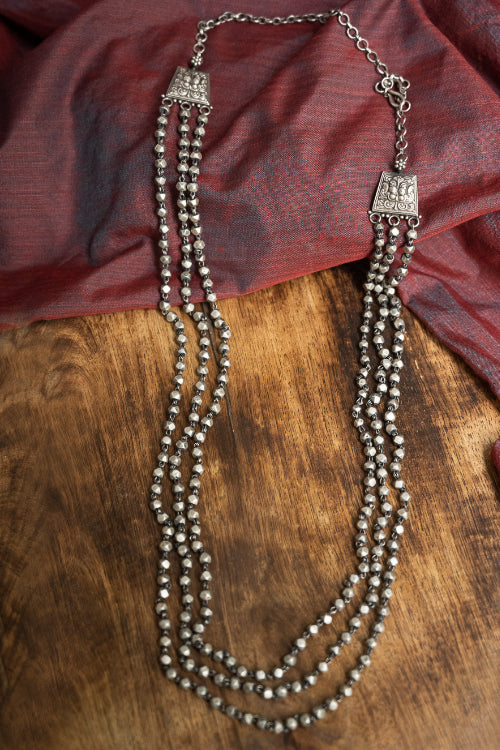 TICH Pure Silver Traditional Maharashtrian Neckpiece - Mohanmal (Double String)