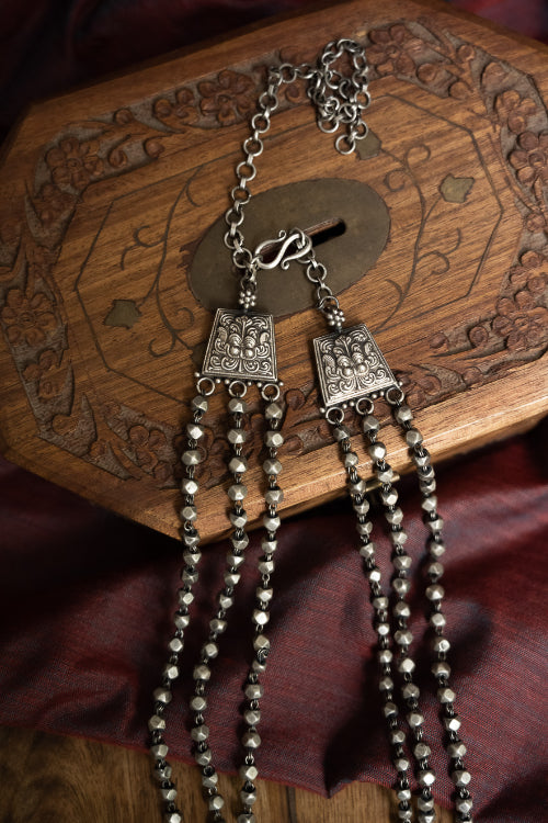 TICH Pure Silver Traditional Maharashtrian Neckpiece - Mohanmal (Double String)