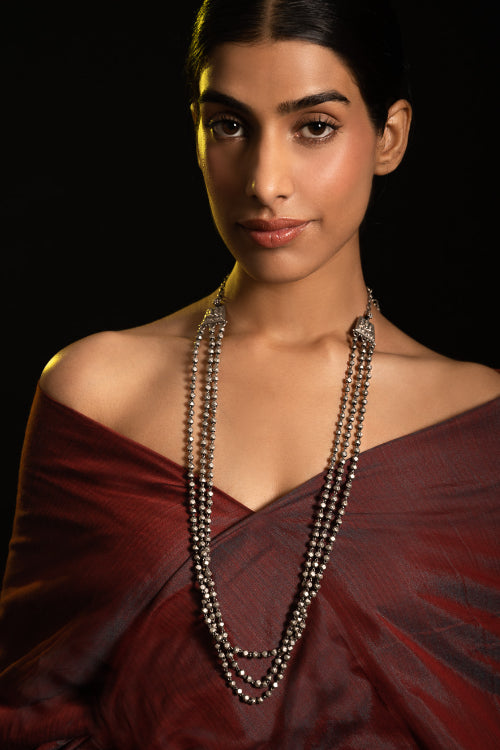 TICH Pure Silver Traditional Maharashtrian Neckpiece - Mohanmal (Double String)