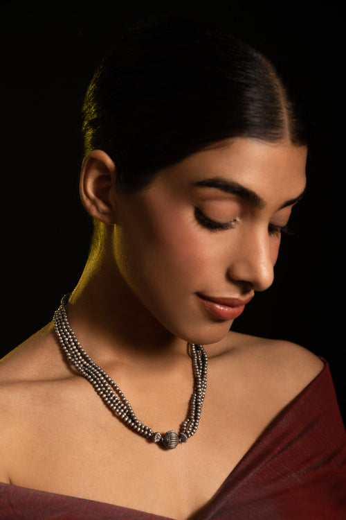 TICH Pure Silver Traditional Maharashtrian Neckpiece - Jodhalepoth