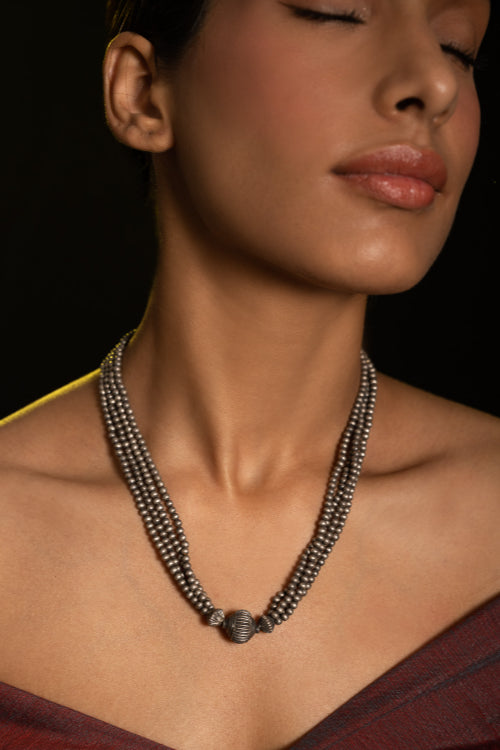 TICH Pure Silver Traditional Maharashtrian Neckpiece - Jodhalepoth