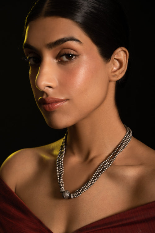 TICH Pure Silver Traditional Maharashtrian Neckpiece - Jodhalepoth