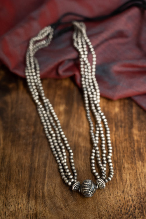 TICH Pure Silver Traditional Maharashtrian Neckpiece - Jodhalepoth