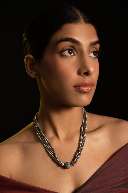 TICH Pure Silver Traditional Maharashtrian Neckpiece - Jodhalepoth